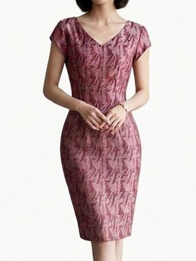 Vintage 100% Silk Abstract Bodycon Midi Dress